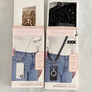 Karma Gold and Black Phone Crossbody Chains Laynards carriers straps new in box
